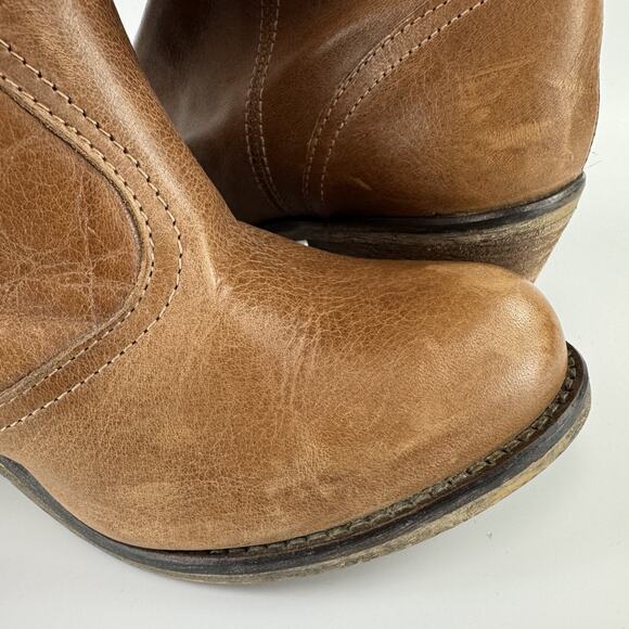 Steve Madden Classic Western Style Tan Cognac Leather Scrunched Slouchy 10 M - Picture 9 of 9